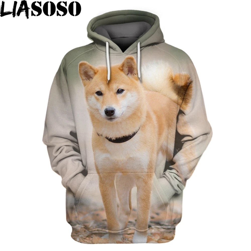 

LIASOSO Shiba Inu Animal 3D Print Hooded Sweater Women Men Sweatshirt Long Sleeve Kawaii oversize Comfortable Casual All-match