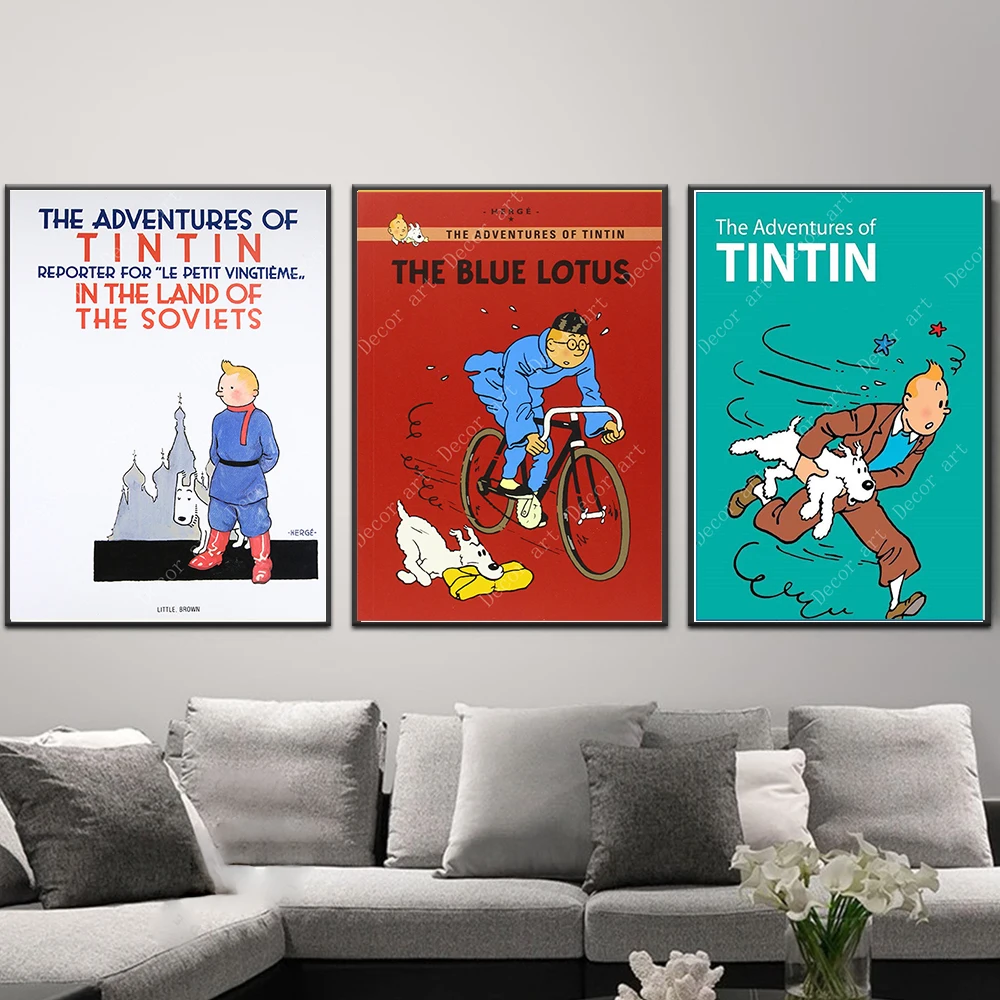 Мультфильм пират Приключения Тинтина в Китае комикс Холст Картина Винтаж Плакат