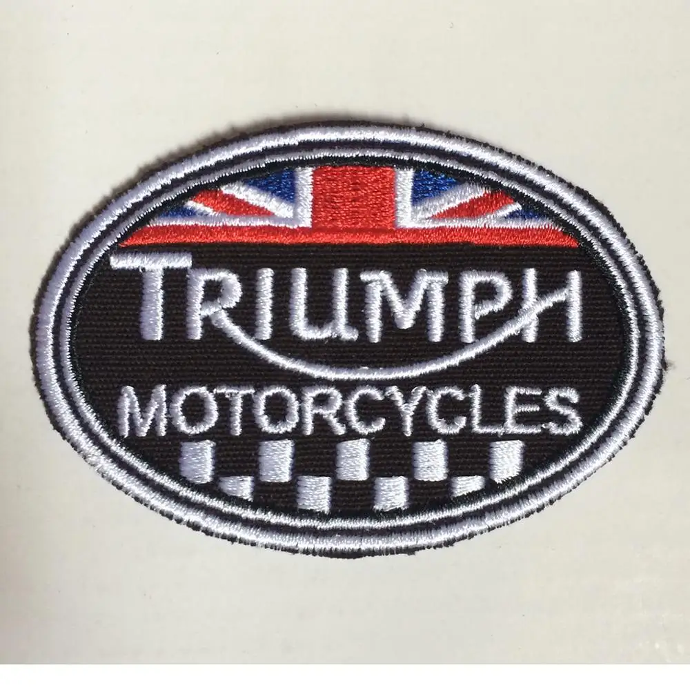 Triumph нашивки мотоциклы вышивальный значок для одежды 3,5*2,6 дюймов термоусадочная Накладка