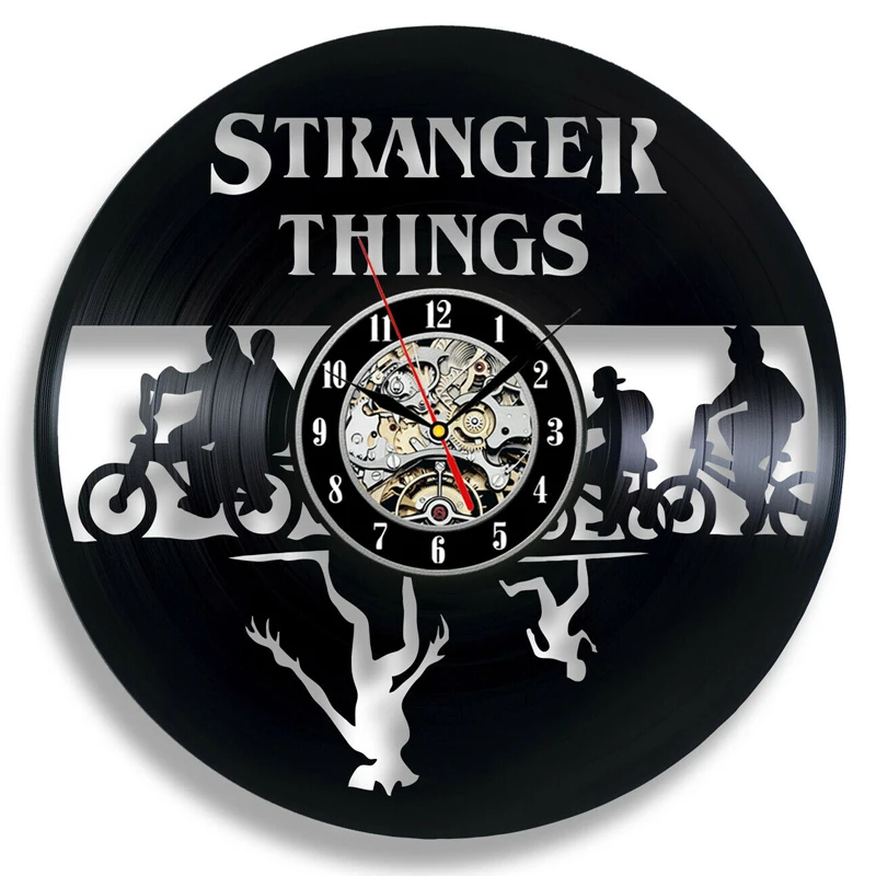 Настенные часы с виниловой пластиной в стиле фильма очень странные дела