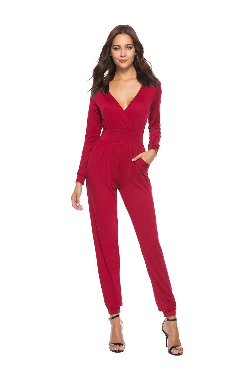 Сексуальный женский комбинезон из молочного волокна брюки с длинным рукавом 5