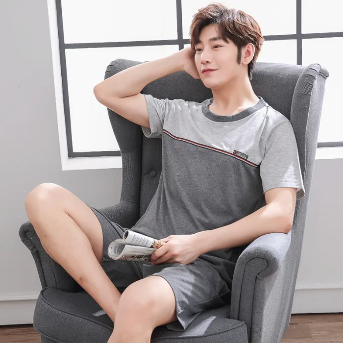 

Kzy Men Pajamas Spring Summer Short-Sleeved Men'S Tracksuit Casual Short Sleeve Shorts Pure Cotton Case
