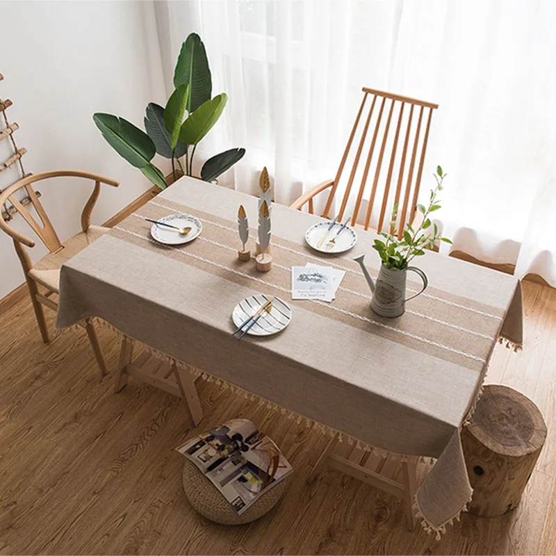 Скатерть из льна прямоугольная скатерть с кисточками покрытие для чайного стола