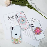 mandala lace flower phone case transparent for clear iphone 11 12 8 7 6 6s plus x 5s se 2020 xr mini pro xs max