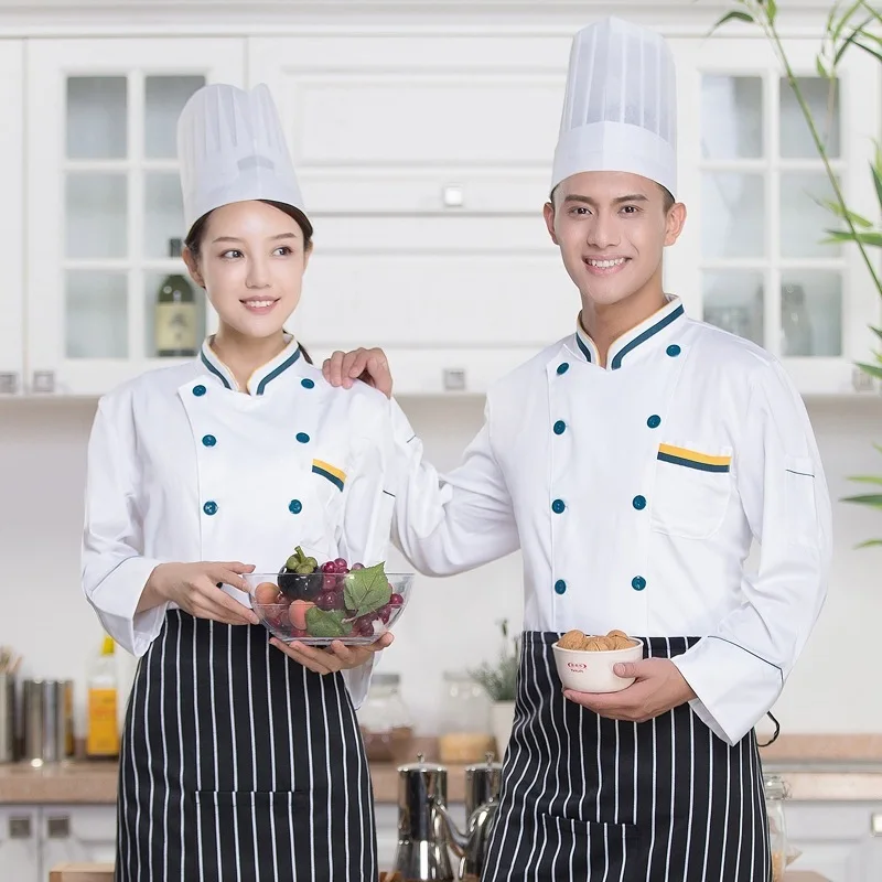 

Воздухопроницаемая одежда для кухни на осень и зиму, Мужская одежда для ресторана и кухни, белая женская одежда для персонала столовой