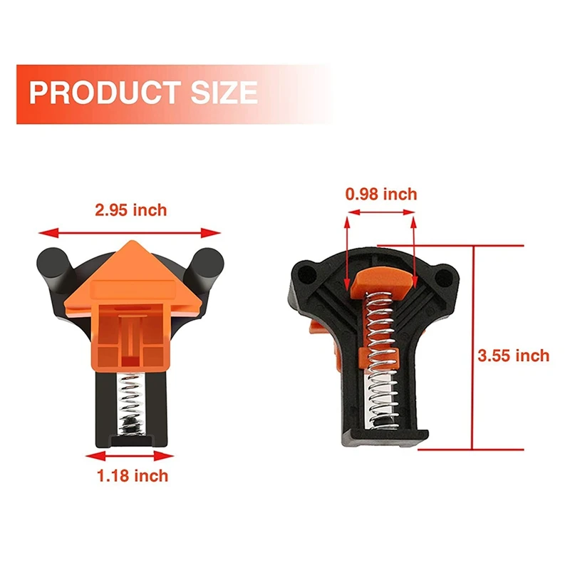 

Retail Corner Clamps Kits with 12PCS 90 Degree Adjustable Angle Clamps Spring Clamp Single Handle Woodworking Clamps