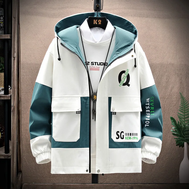 

Men's Windbreaker Jackets Youth Korea Fashion Print Casual Coat Male Clothing 2021 Spring Autumn Jackets Men Dropshipping