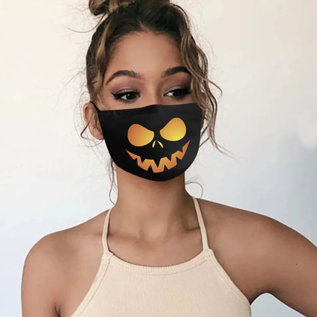 Взрослые моющиеся маски для лица с забавными принтами на Хэллоуин рта
