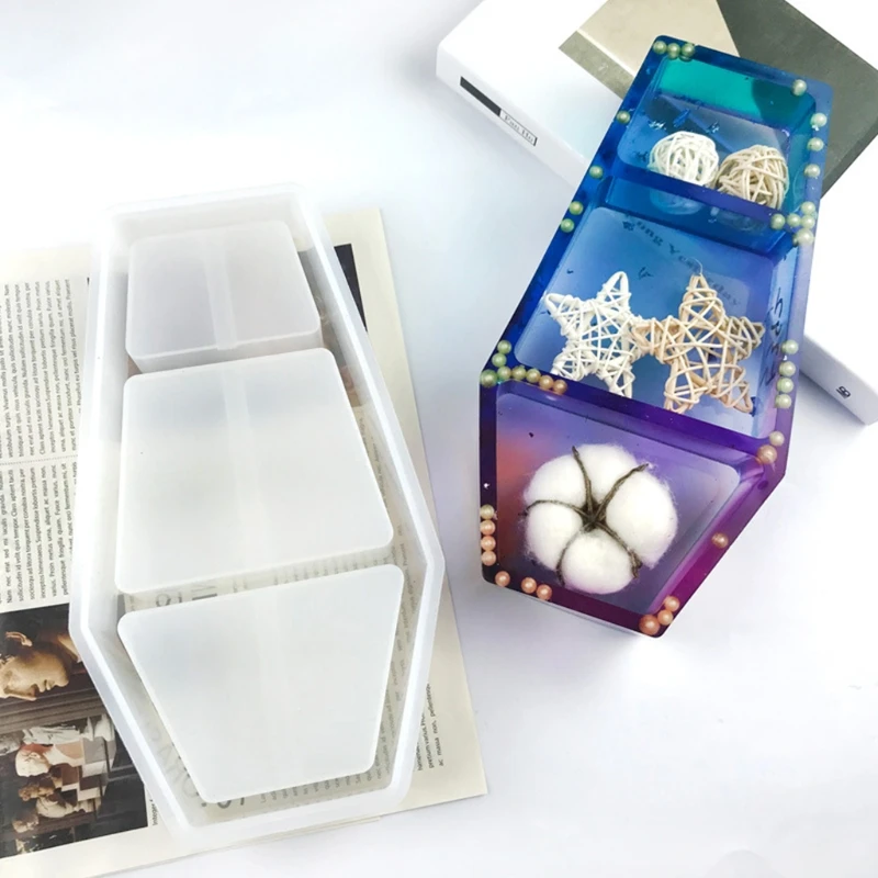 

Coffin Storage Box Epoxy Resin Mold Organizer Rack Silicone Mould DIY Craft Display Stand Shelf Tray Jewelry Holder Mold