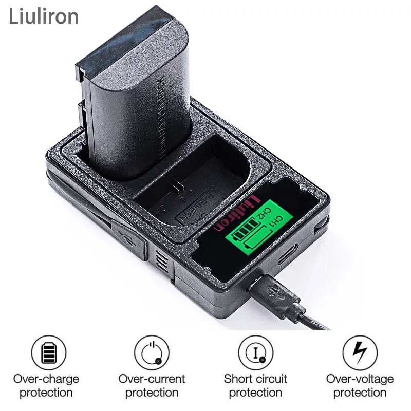 4 шт. 2650 мА/ч, LP-E6 LP E6 lpe6 Батарея+ светодиодный Dual USB Зарядное устройство для цифровой однообъективной зеркальной камеры Canon EOS 5D 5D2 5DS R Mark II 2 III 6D 60D 60Da 7D 7D2 70D 80D