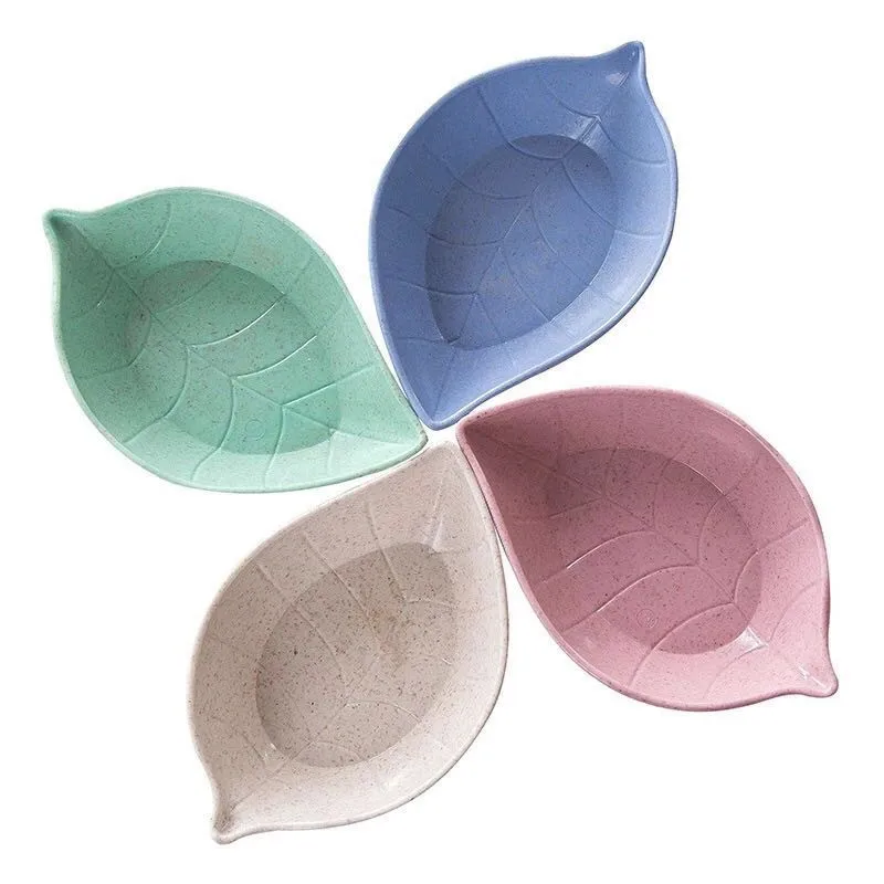 

1pcs Wheat Multipurpose Seasoning Bowl Leaf Shape Seasoning Bowl Small Plate Snack Dish Sauce Easy To Clean Kitchen Supplie Tool