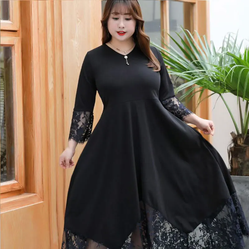 платье женское осень платья женские чёрное свитер больших размеров сексуальное