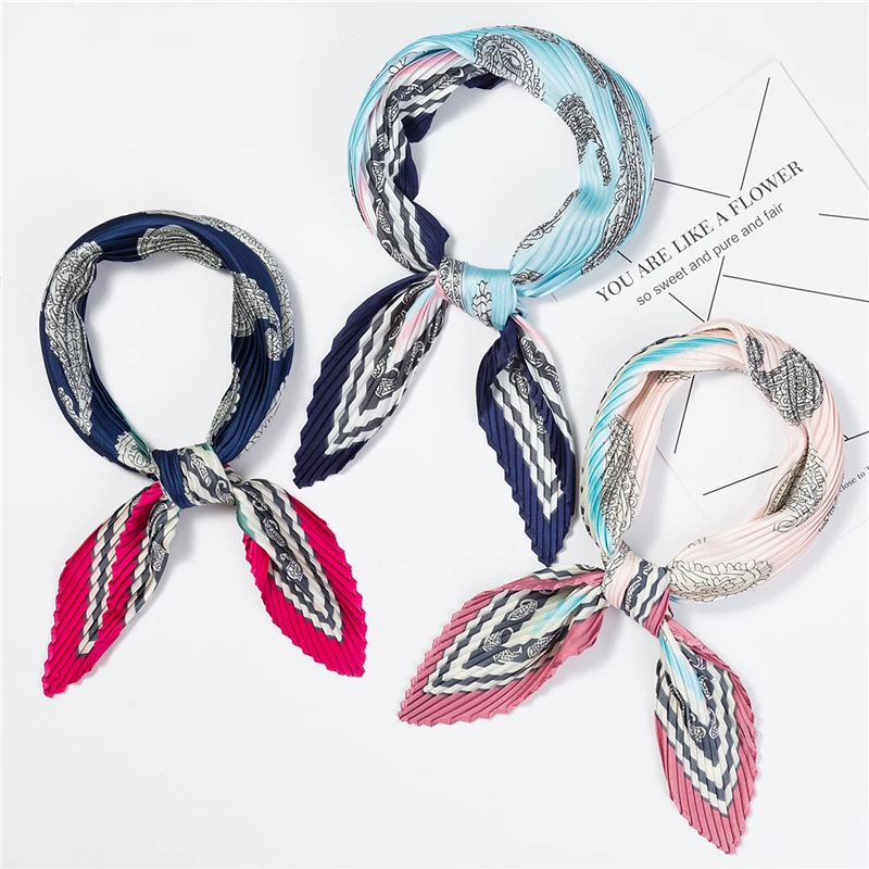 Модный плиссированный шарф хиджаб женские шелковые ощущения квадратные