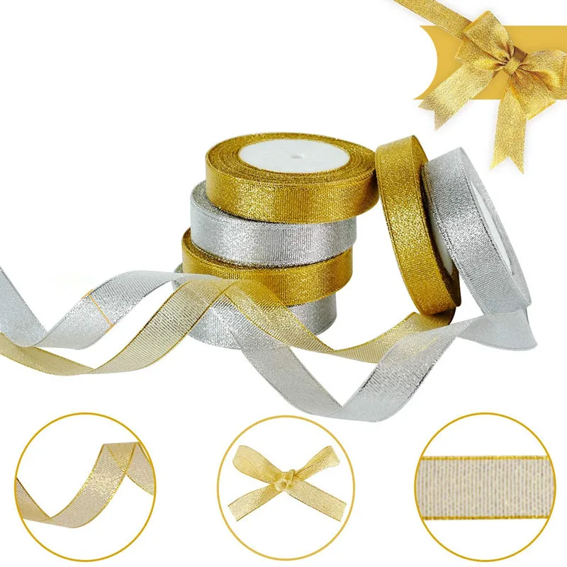 25 ярдов Золотая/серебряная фотолента DIY Декор рождественские аксессуары ручной