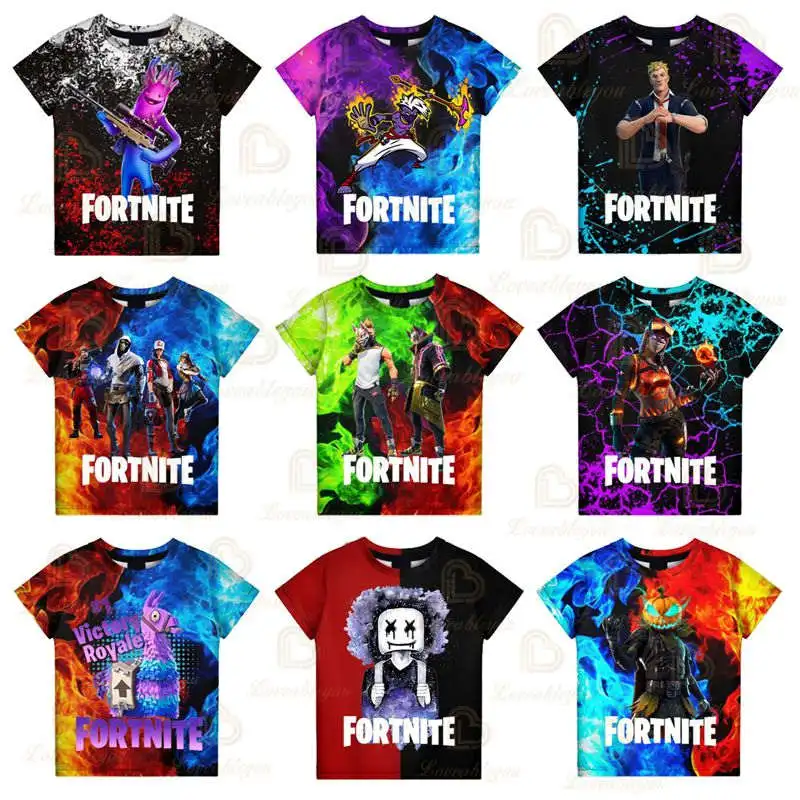 

Battle Royale T-shirt Fortnite Sudaderas Victory Cartoon Tops Teen Clothes Kids Hero Game Spike 3D Boys Girls Tshirt