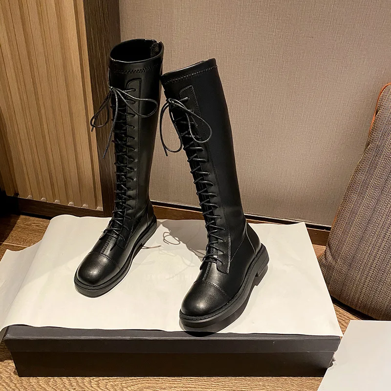 

2020 new British Boots women's fashion shoes net red ins style autumn winter elastic thin Knight