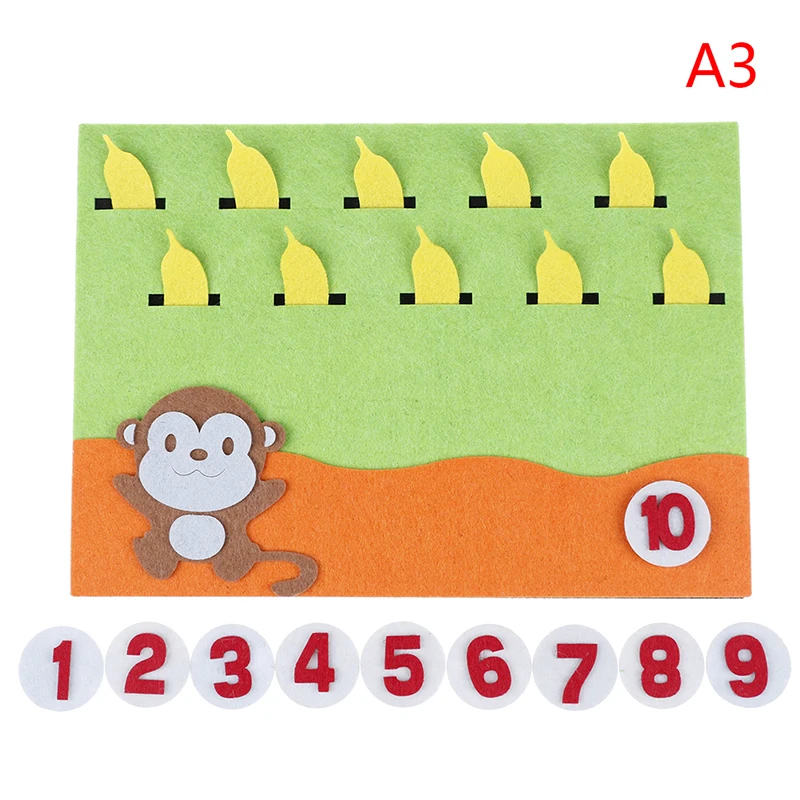 

1Pc Felt Cartoon Card Early Teaching Kids by Hands Study Math The Numbers Add and Subtract Felt Craft Math Toys For Children