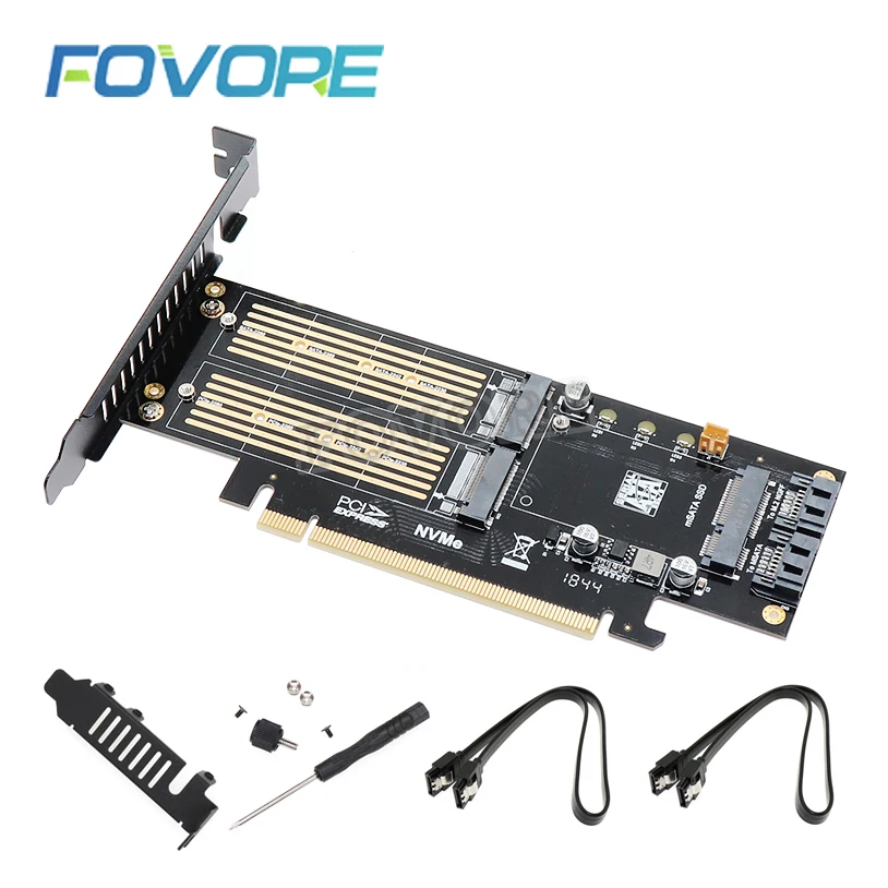 Адаптер M2 NVMe SSD NGFF на PCIE 3 0 X16 адаптер M Key B mSATA PCI Express NVME m.2 & AHCI в 1 конвертер|Платы