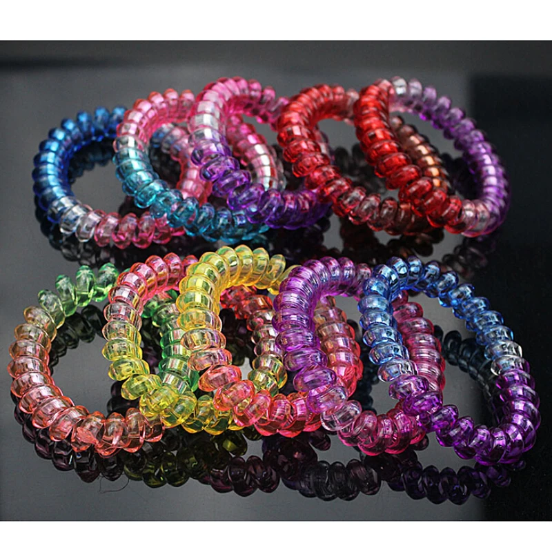 10 шт./лот Женская эластичная Радужная цветная лента для волос с телефонным шнуром