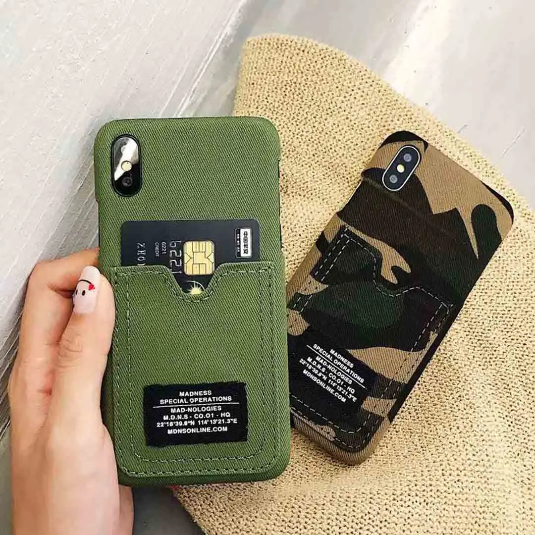 Классный кошелек для телефона чехол iPhone 6 6Plus 6s Plus 7 7Plus 8 8Plus X камуфляжная оливковая