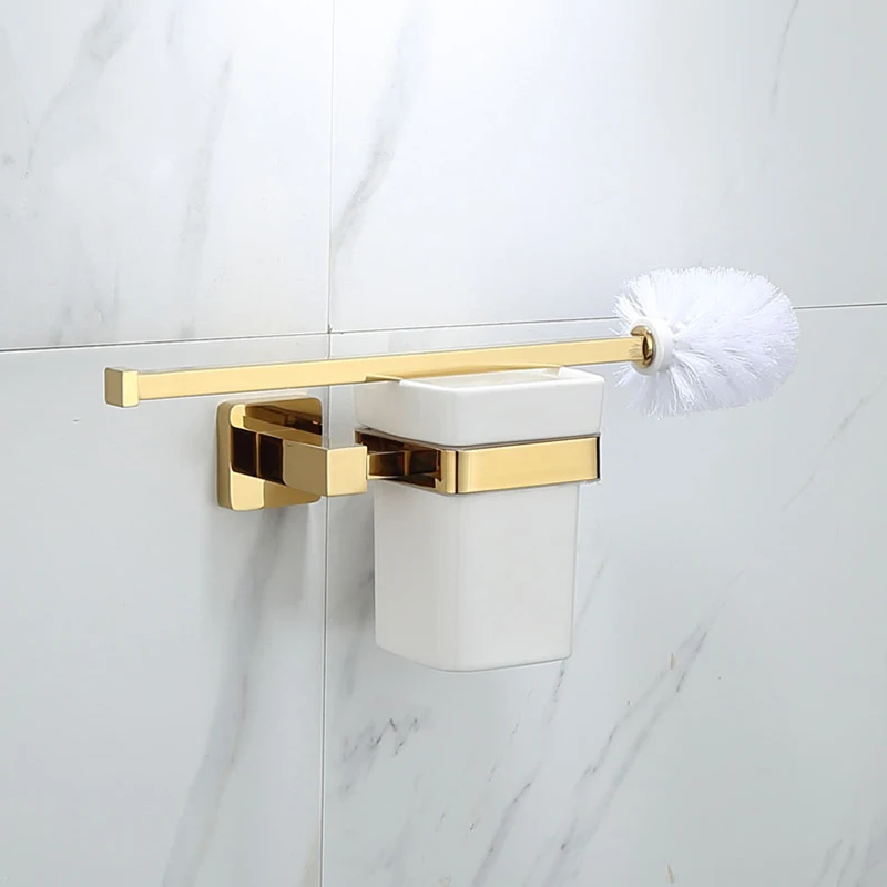 luxury golden bathroom brass hardware towel rack paper holder toilet brush holder towel holder hook row hook activity bar free global shipping