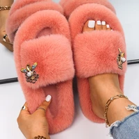 slippers women honeycomb fluffy soft furry slides faux fur sandals designer slippers ladies luxury winter warm indoor shoes 2021