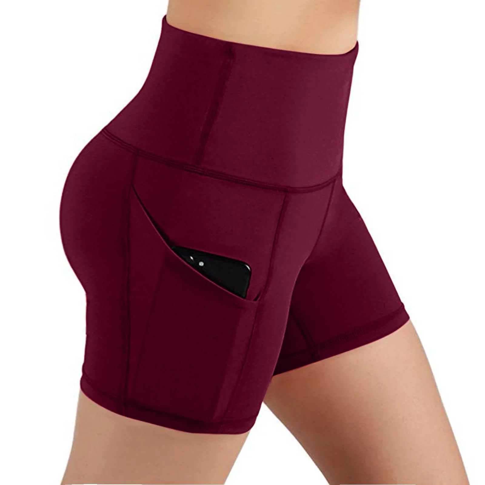 

Women Gym Shorts 2021 High Waist Lifting Push Up Tight Sports Leggings Phone Pocket Jogging Running Fitness Yoga Shorts Pant