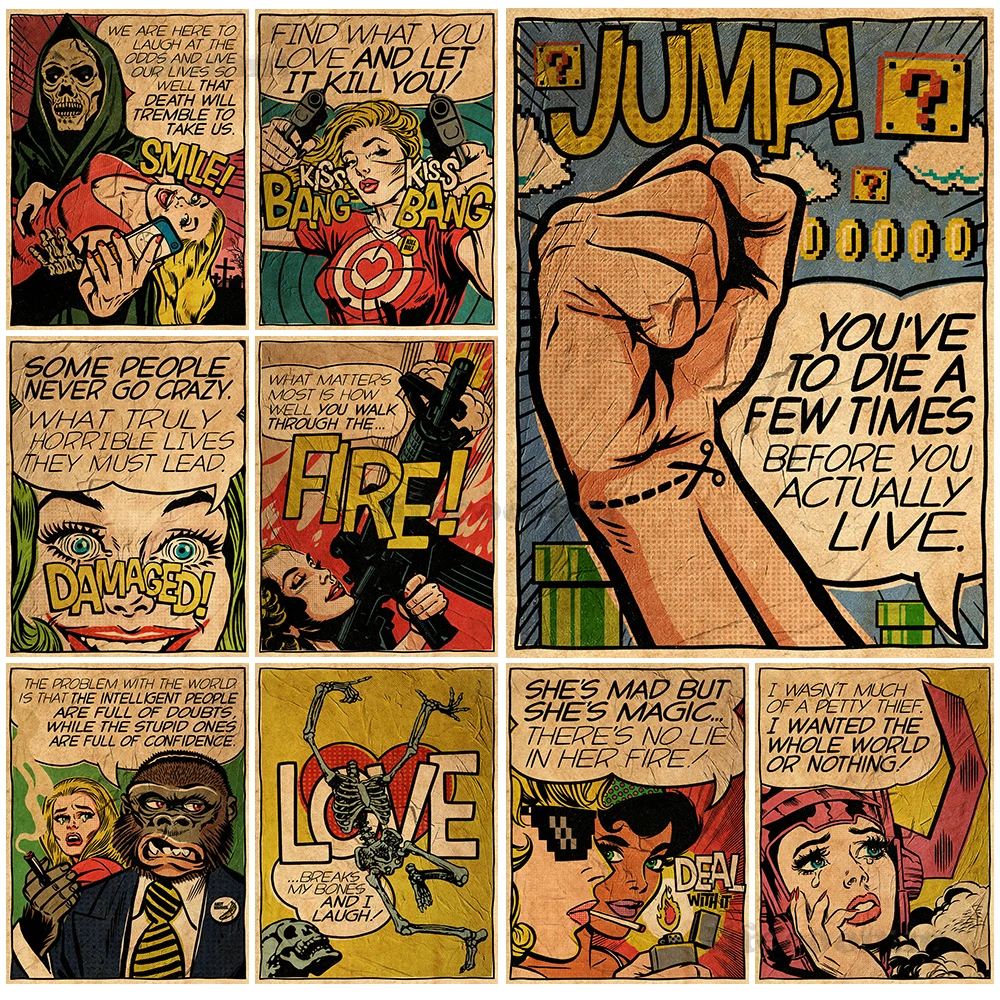 

Abstract Retro Cartoon Game Movie Poster And Print Popular Feminist Wall Art Canvas Painting For Hotel, Bar, Bedroom Decoration