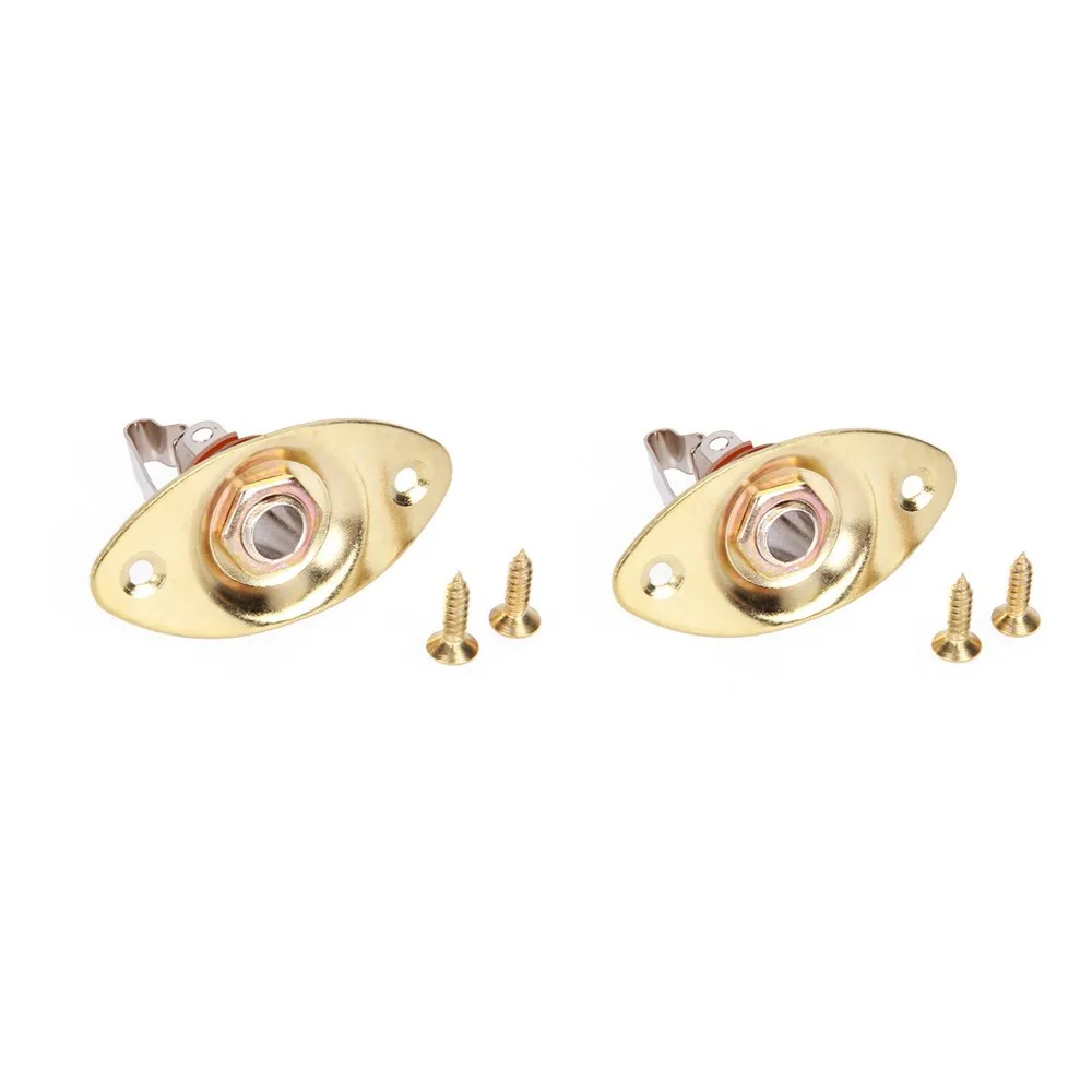 

2pcs Input Output Pickup Jack And Plate Oval Gold For Electric Guitar Bass Socket Jackplate Guitar Parts Accessories Switches