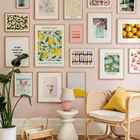 Настенная картина Розовые молочки, пончики, фрукты, лимон, цветок, рынок, настенная Картина на холсте, скандинавские постеры и искусства для декора гостиной