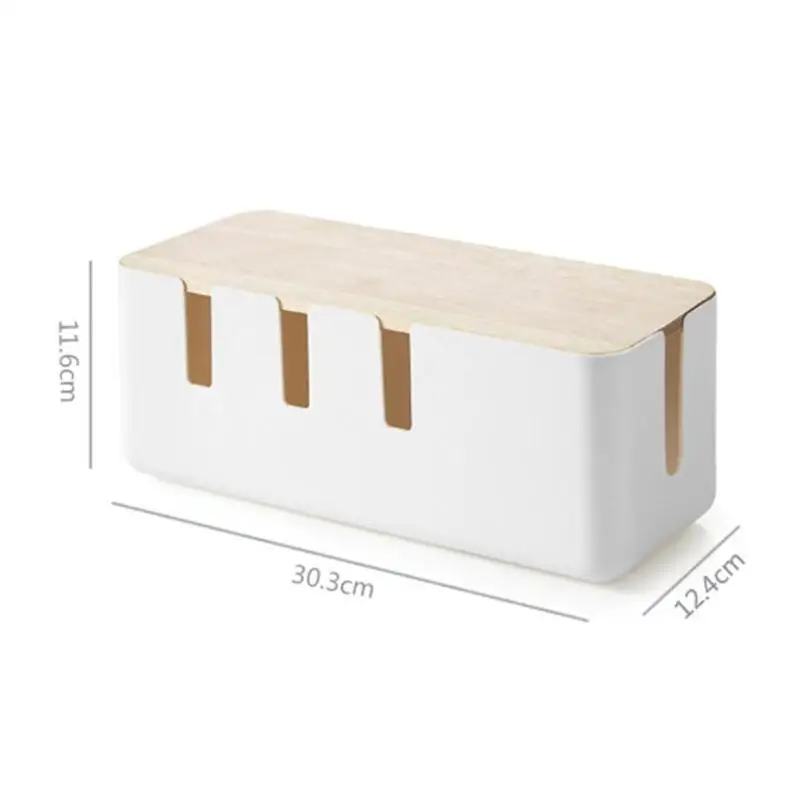 Белый ящик для хранения кабеля с деревянным покрытием креативный Настольный