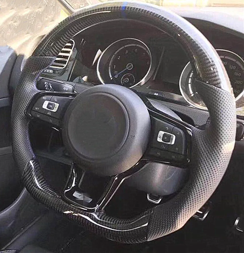 Руль из углеродного волокна для VW Golf 7 GTI R MK7 Jetta Passat Polo Scirocco 2014 2018 Замена|Наклейки