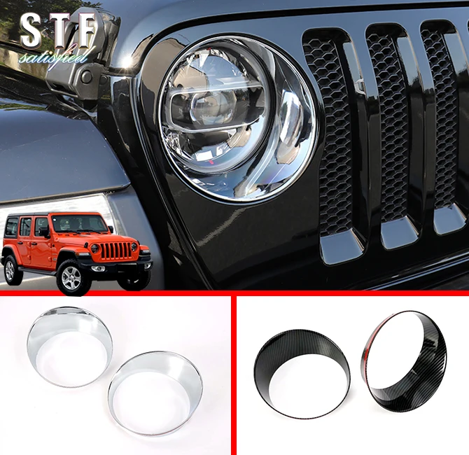 

ABS Decorate Front Head Light Headlight Lamp Cover Trim Molding Frame For Jeep Wrangler JL 2018 2019