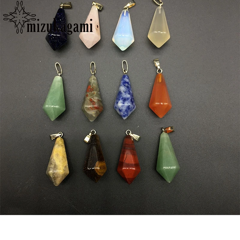 12 шт./кор. подвески из природного камня кулон камень шестиугольная конус жизни