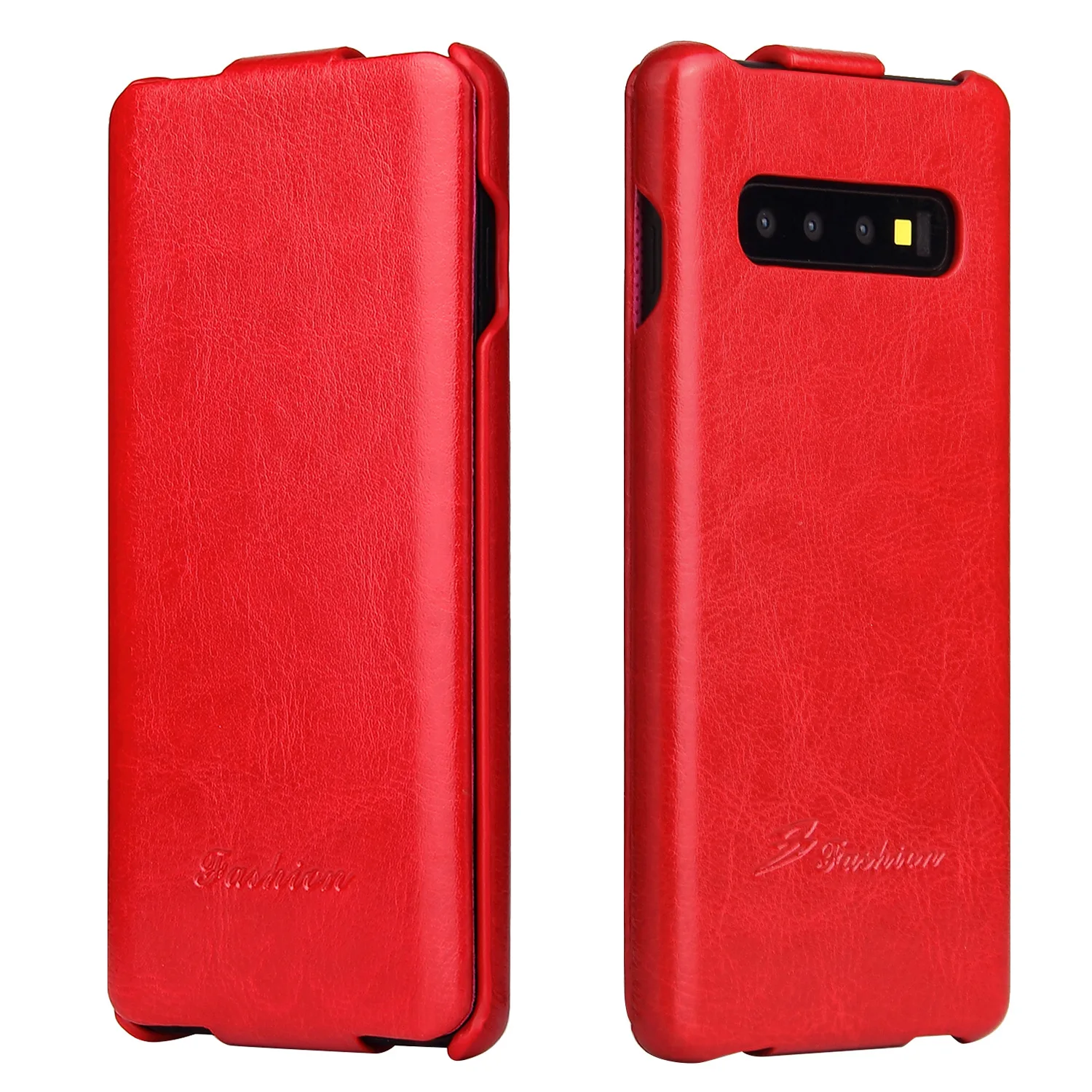 Роскошный кожаный Вертикальный флип-чехол для samsung Galaxy S10 S7 Edge S9 S8 Plus Note 8 Бизнес открытый раскрывающийся чехол S10 S9 - Цвет: Красный
