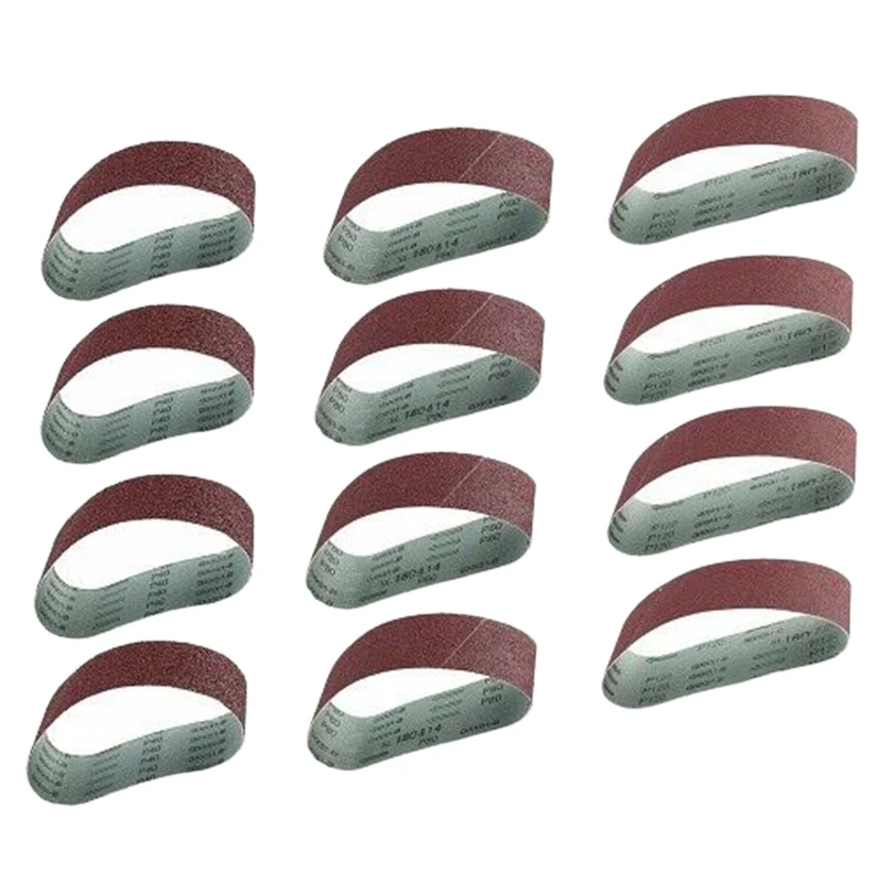 Горячая XD 12Pcs шлифовальные ремни 40 80 120 зернистость оксид алюминия 3 дюйма x 21