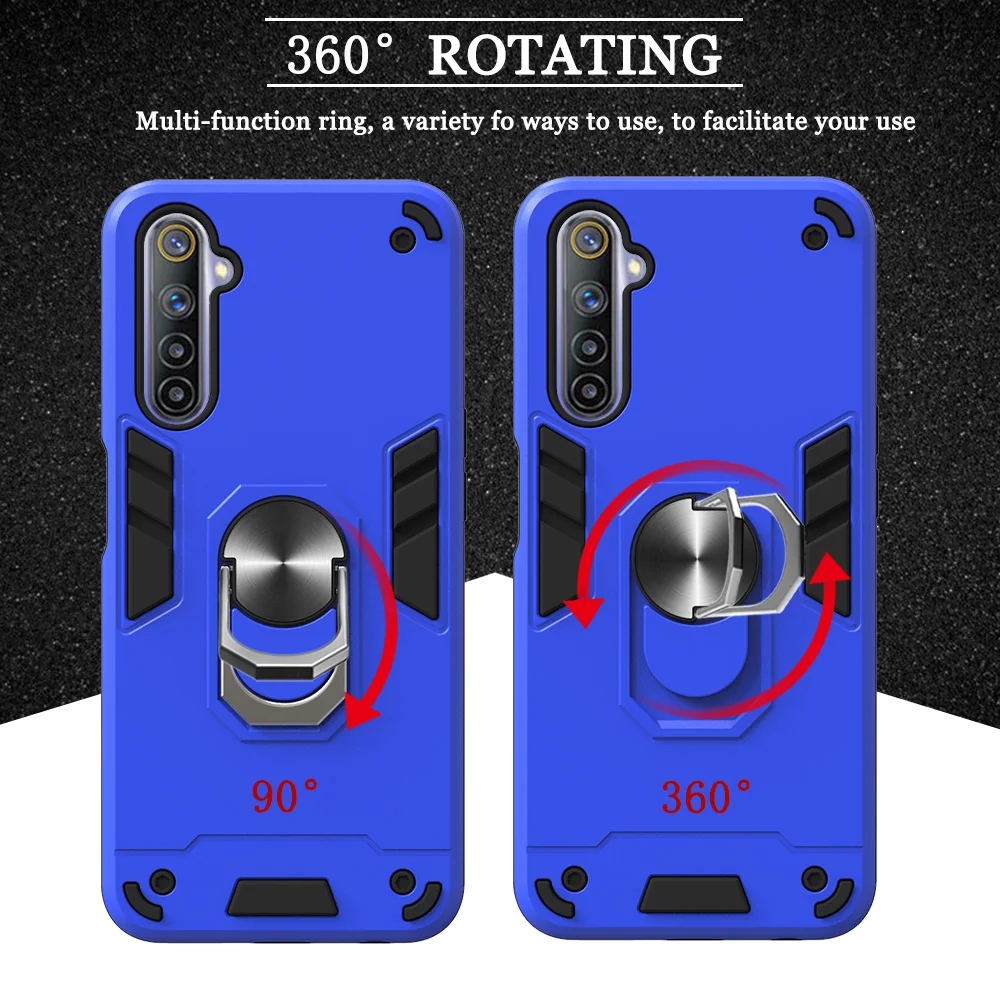 For OPPO Realme X XT X2 2 3 5 6 Pro 6i 3i C1 C2 C3 C11 C12 C15 Q Case Armor Car Magnetic Phone Cover Reno 2 2Z 2F 3 Pro Cases