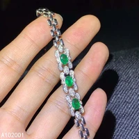 kjjeaxcmy fine jewelry natural emerald 925 sterling silver new women gemstone hand bracelet support test luxury hot selling