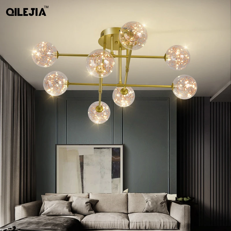 

Modern Dimmable Gold Luxury LED Chandelier Lights For Living Dining Room Bedroom Villa Creative Home Deco Lamps Indoor Lighting