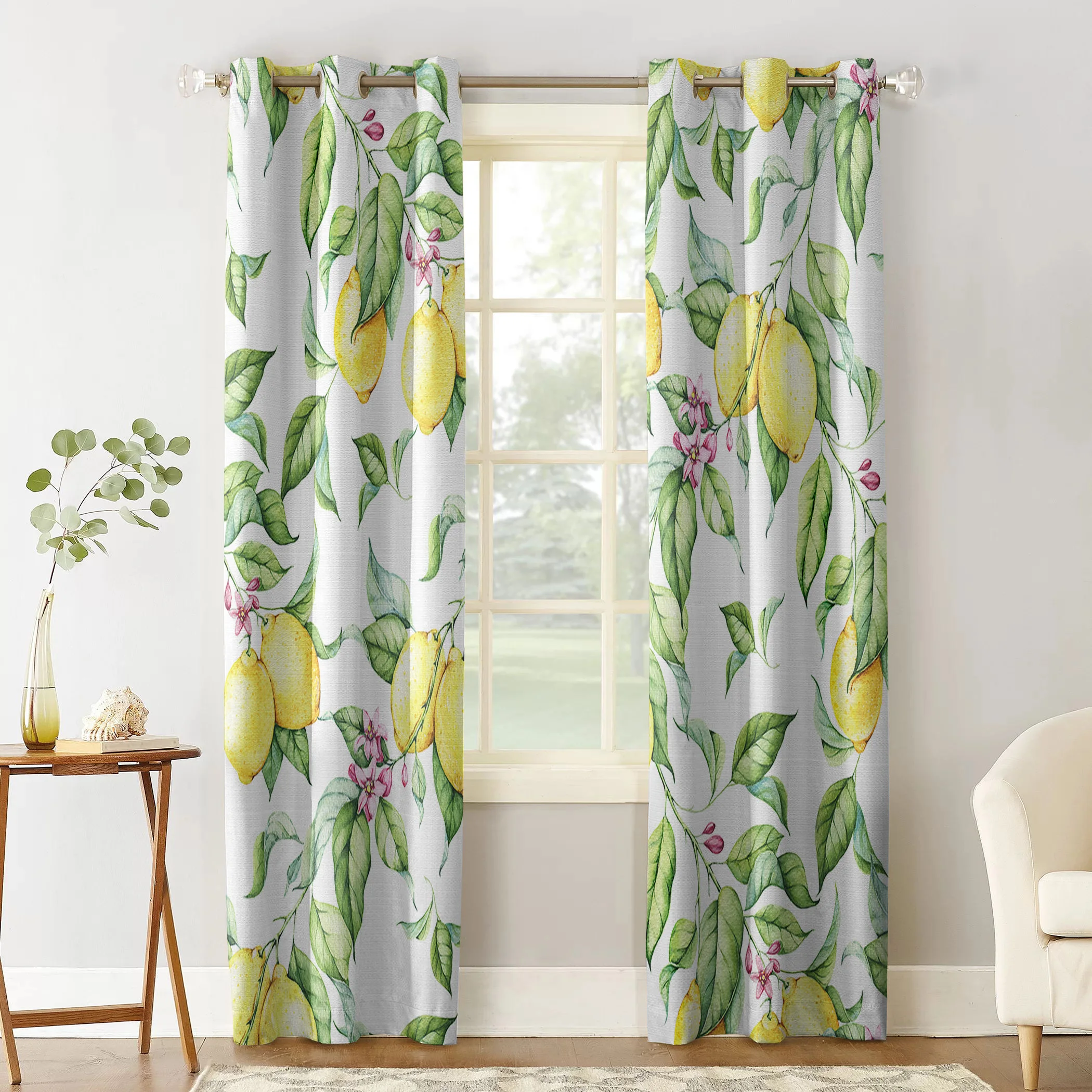 Watercolor Lemon Window Curtains For Living Room Kitchen Bedroom Modern Treatments Drapes Blinds | Дом и сад