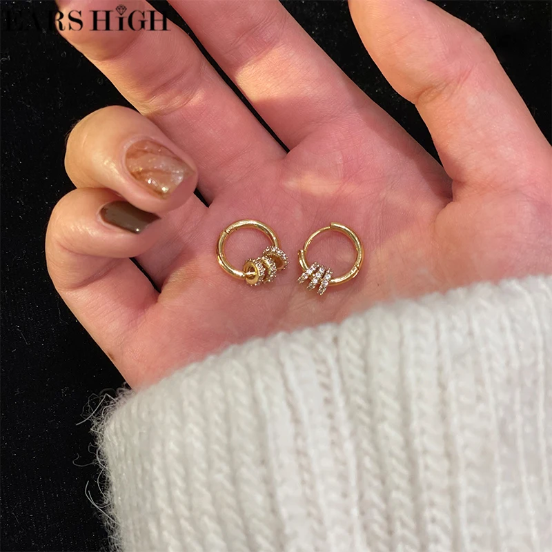 

EARS HIGH New Fashion Metal Circle Hoop Earrings For Women Girls Cute Zircon Boucle D'oreille Oorbellen Jewelry Gifts