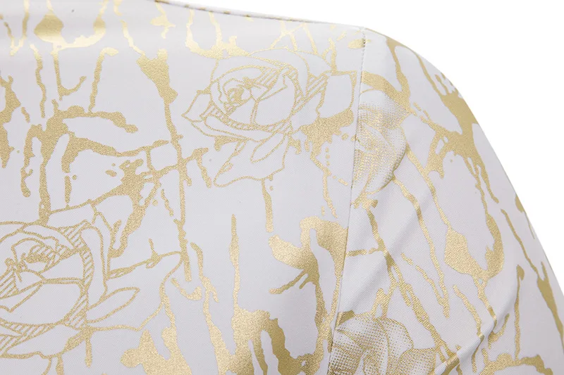 Мужские Золотые рубашки с цветочным принтом приталенная рубашка длинным рукавом