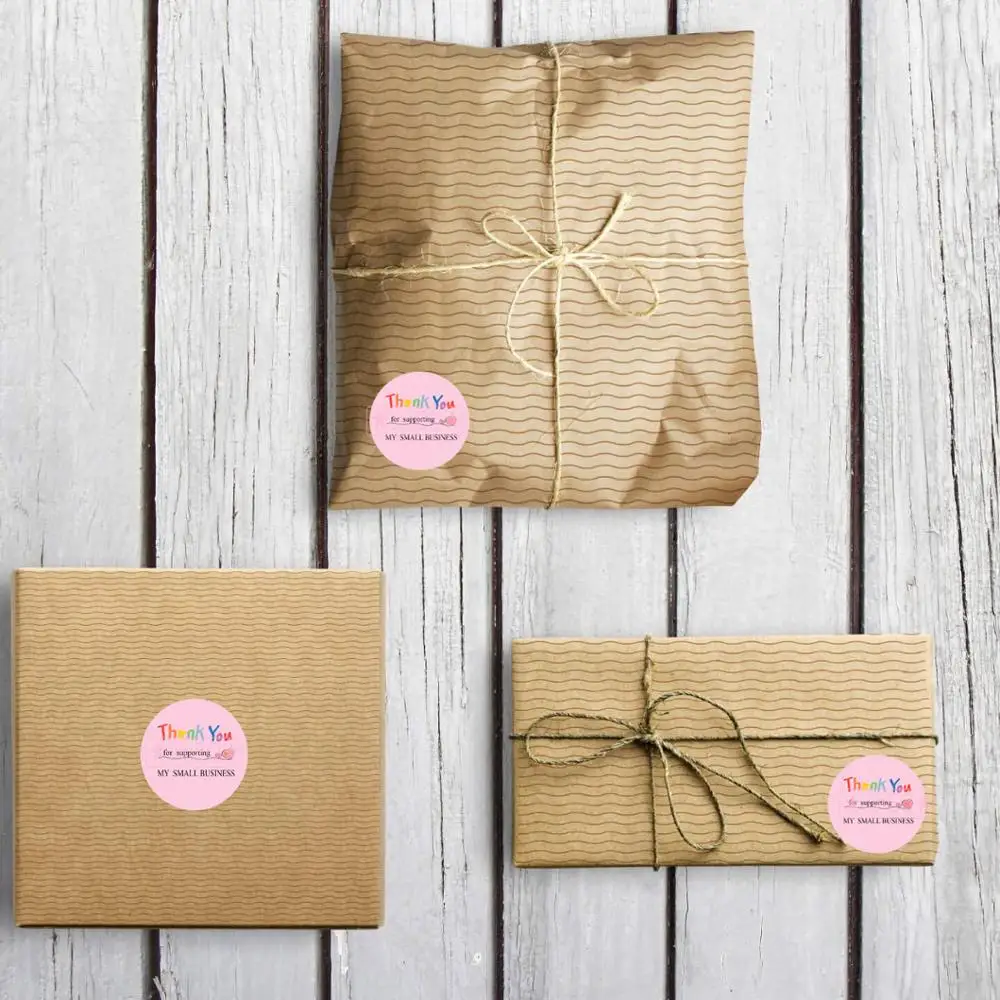 

Pink Paper Thank You Stickers for small business Colorful Label Stickers for Gift Card Decoration Packaging Stationery Stickers