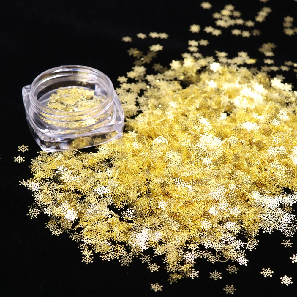 

newGold Snowflake Nail Art Decoration Mixed 90pcs DIY Manicures Christmas Glitter Sequins Flakes 3D Jewelry Nail Accessories
