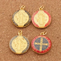 30pcs 3colors enamel saint charm benedict medal cross crucifix smqlivb charm beads 23 2x27mm pendants t1669