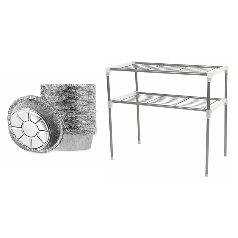 

1 шт. Регулируемая Стальная Полка LUDA для микроволновой печи, съемная стойка и 50 шт. одноразовых утолщенных ланч-боксов, жестяная бумажная чаш...