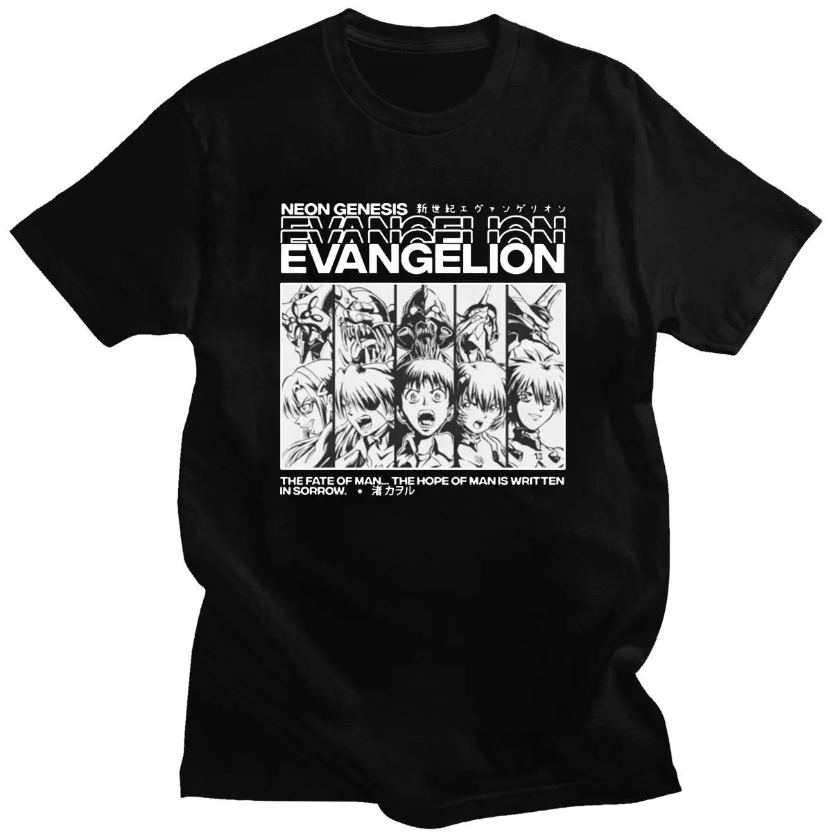 

100% Cotton New Arrival Evangelion Shingeki No Kyojin Men's/Women's T-shirts Vintage Ulzzang Kawaii Print T shirts Aesthetic