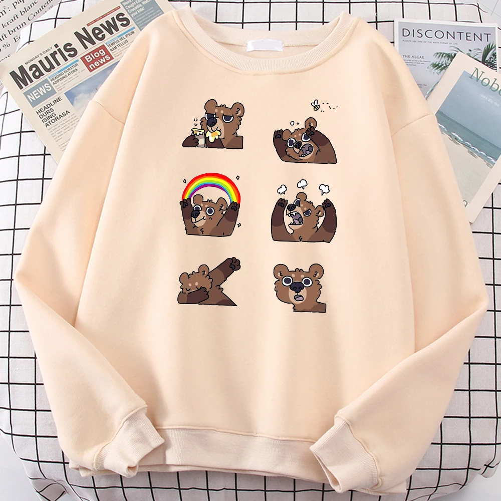 

Womans Sweatshirts Cute Little Brown Bear Printed Tops Womens Fashion Plus Size Clothe Korean Fashion Kawaii Animal Ladies Hoody