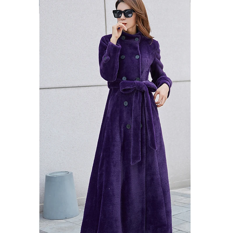 2022 Winter Jacket Women elegant Long Overcoat Female Mink Fleece Warm Jackets Manteau Femme Plus size slim mink fur coat | Женская