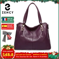 zency luxury purple women shoulder bag 100 genuine leather handbag fashion tote hobos purse charm lady crossbody messenger bags